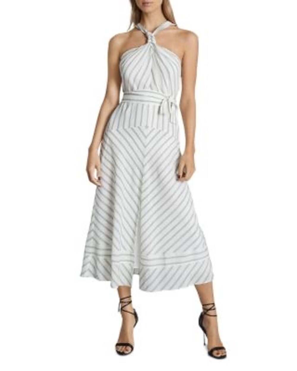 Reiss Bea Striped Halter Midi Dress Womens 4